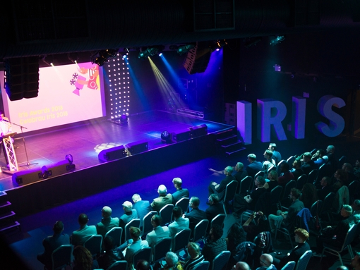 An audience watching the Iris Awards presentation in Cardiff