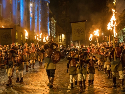 Vikings in a torchlight procession, Edinburgh's Hogmanay celebrations