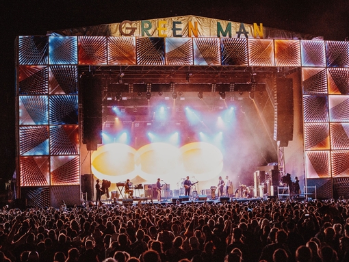 Crowd at the Green Man Festival in front of the stage