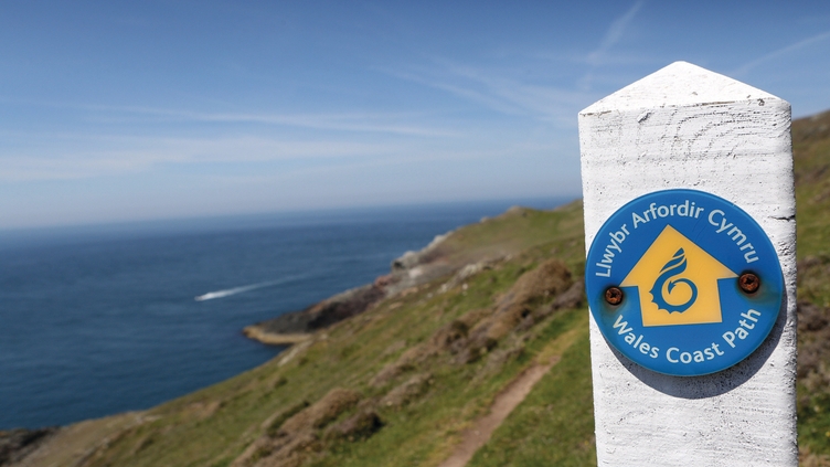 Marker alongside the Wales Coast Path