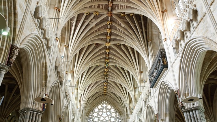 An interior view of Exeter Cathedral