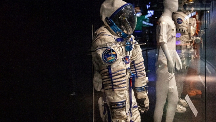 Spacesuits on display at the National Space Centre in Leicester