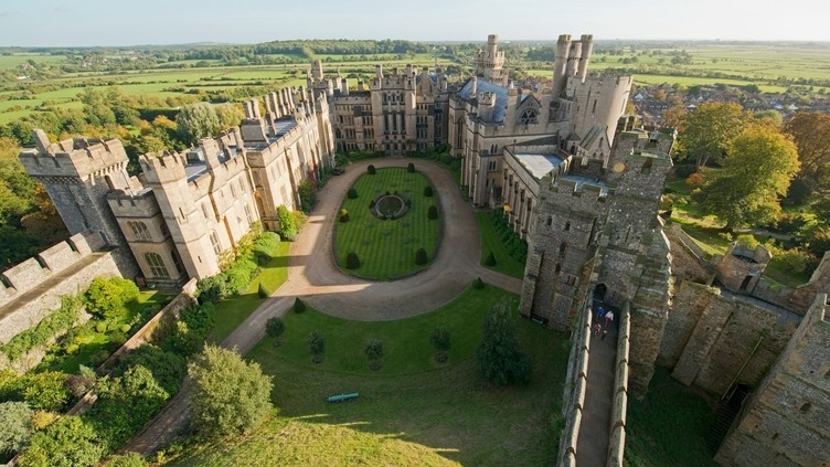 Aerial view from the Norman motte, high above the castle grounds