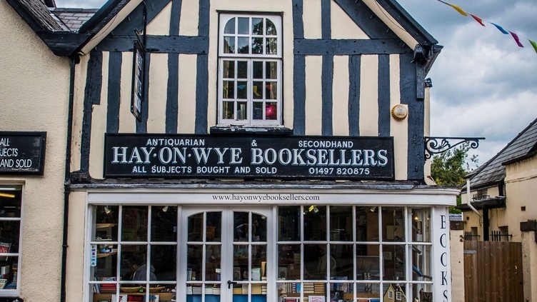 Exterior view of timber framed bookshop.