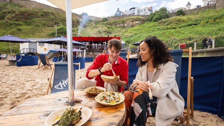 Guests tuck into fresh grilled seafood at Rileys Fish Shack, Tynemouth