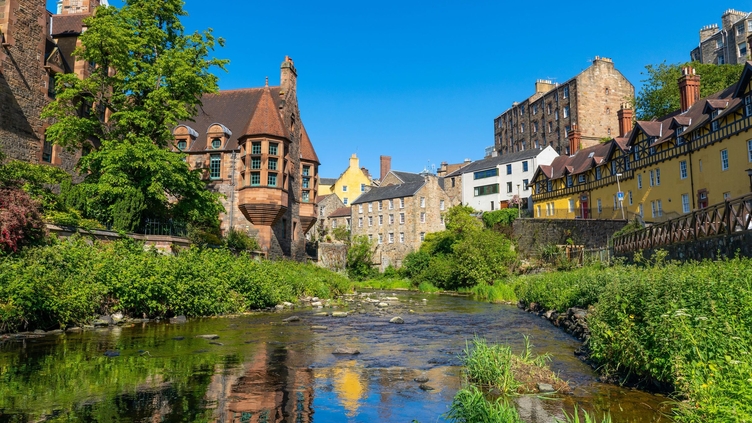 Dean Village in Edinburgh, a tranquil spot with gardens and 19th century buildings, just minutes from the city centre
