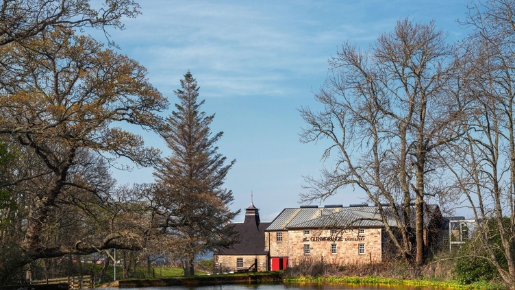 View of Glenmorangie Distillery and landscape