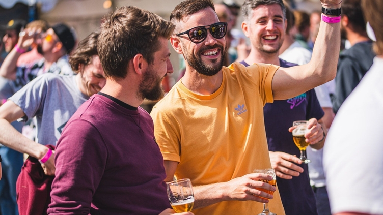 A group of people enjoying some drinks at Bristol Craft Beer Festival