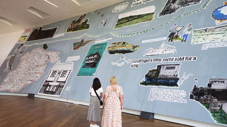 Two women looking at an art display at Firstsite