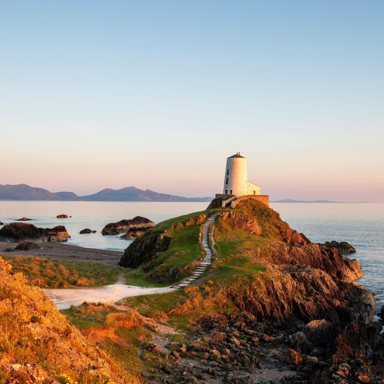 Lighthouse on a prominent rocky outcrop