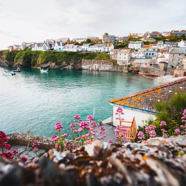 A coastal village scene