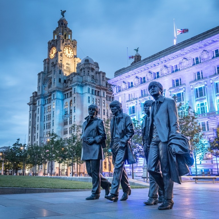 Beatle sculpure and Three Graces