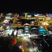 Birds eye view of the literary festival at night