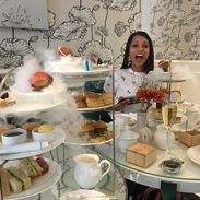 Family enjoying an afternoon tea with smoking drink