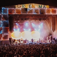 Crowd at the Green Man Festival in front of the stage
