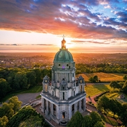 Ashton Memorial, Lancaster from the air looking out across Morecambe Bay