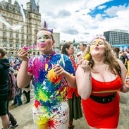 A crowd of people celebrating Liverpool Pride
