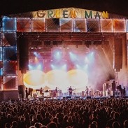 Crowd at the Green Man Festival in front of the stage
